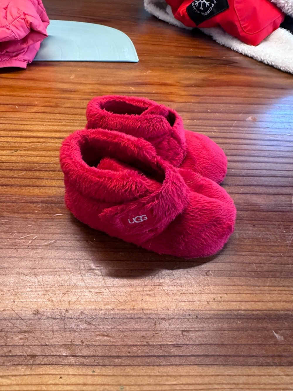 UGG Plush Baby Booties in Vibrant Red